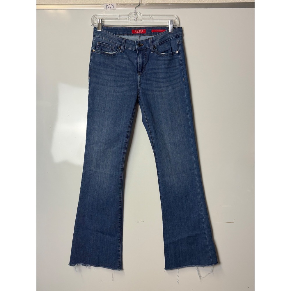 Guess Los Angeles Mid Rise Bootcut Jeans Medium Wash Raw Hem Size 27